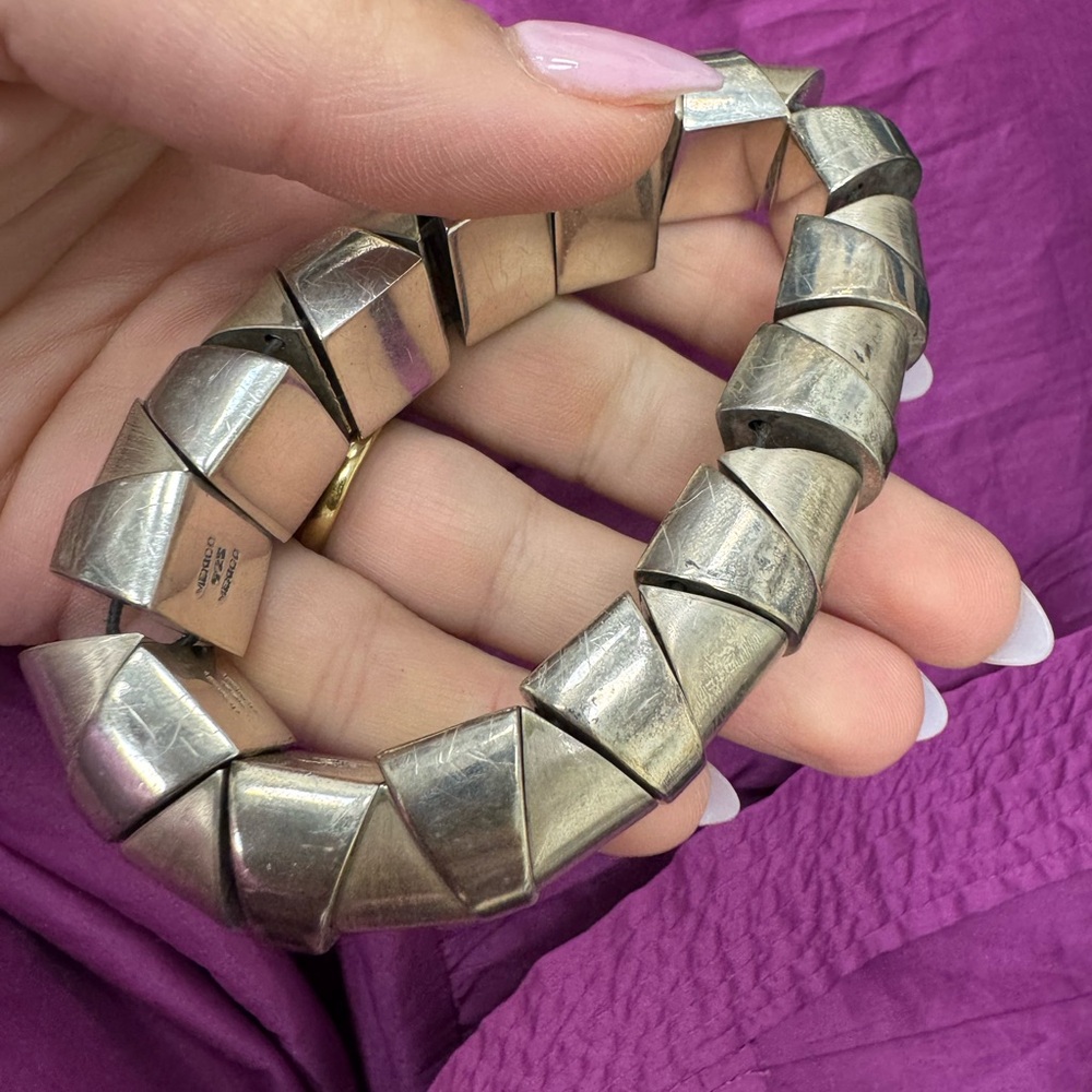 Vintage Massive Sterling Silver Bracelet 8" Wrist 95.6g